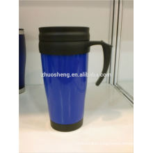 new product 2015 FDA promotional top grade stainless steel inner plastic outer coffee travel mug